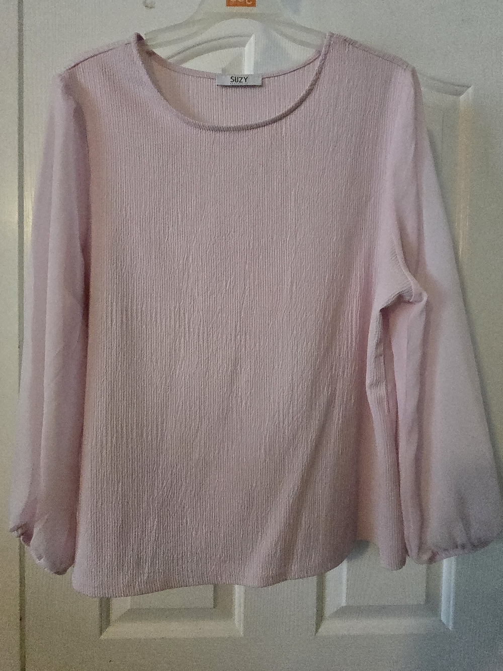 Women's Light Pink Long Sleeve Textured Top